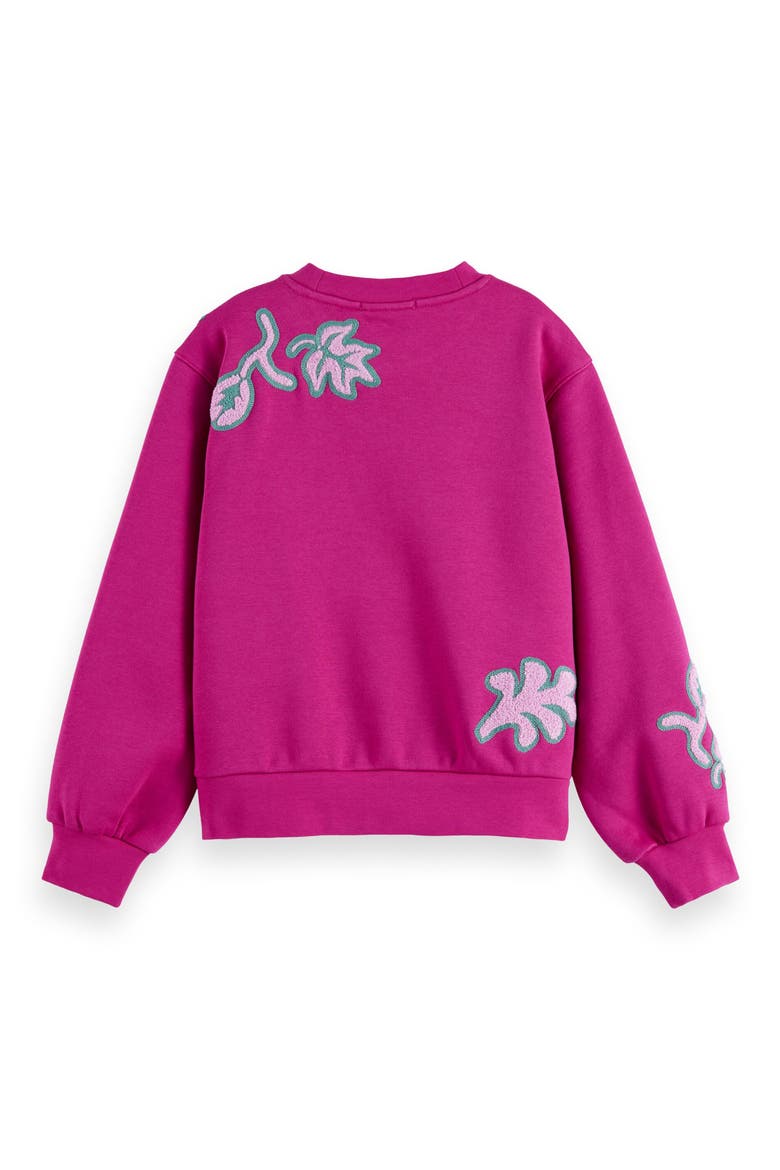 Kids' Embroidered Cotton Blend Graphic Sweatshirt, Alternate, color, FUCHSIA RED