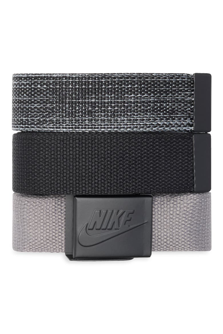 3-Pack Webbed Belts, Main, color, BLACK/ GREY/ BLACK