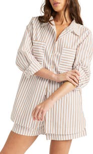 Vitamin A® Nadia Stripe Oversize Organic Cotton Cover-Up Shirt