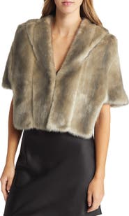 Eliza J Faux Fur Capelet