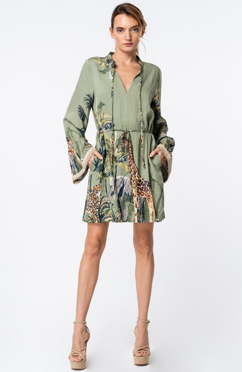 CIEBON Eleanor Print Long Sleeve Dress, Alternate, color, Olive Multi