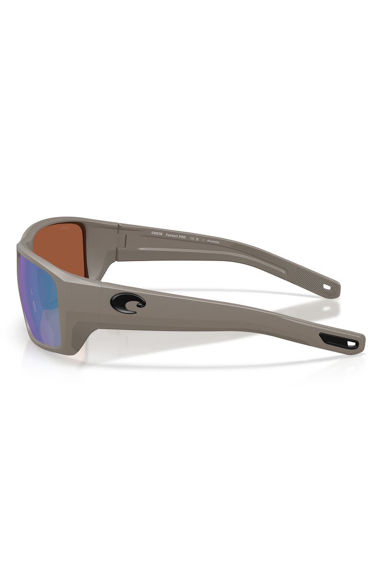 Costa Del Mar 60mm Fantail Pro Polarized Rectangle Sunglasses, Alternate, color, Matte Olive Shale / Green 580G