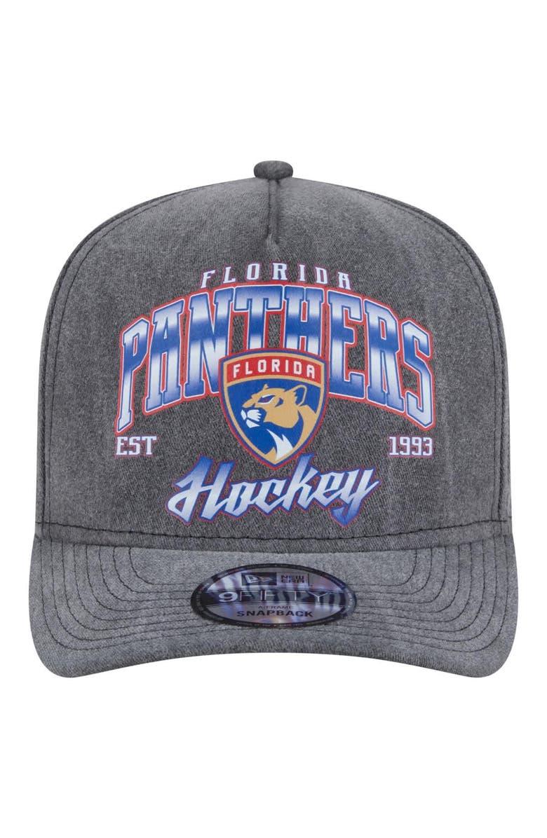 New Era Men's New Era  Charcoal Florida Panthers Throwback Washed A-Frame Pre-Curved 9FIFTY Snapback Hat, Alternate, color, 