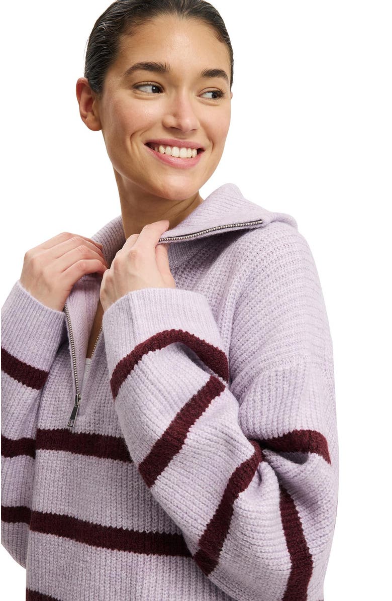 Cotton On Women's Luxe Half Zip Pullover, Alternate, color, Lilac Stripe