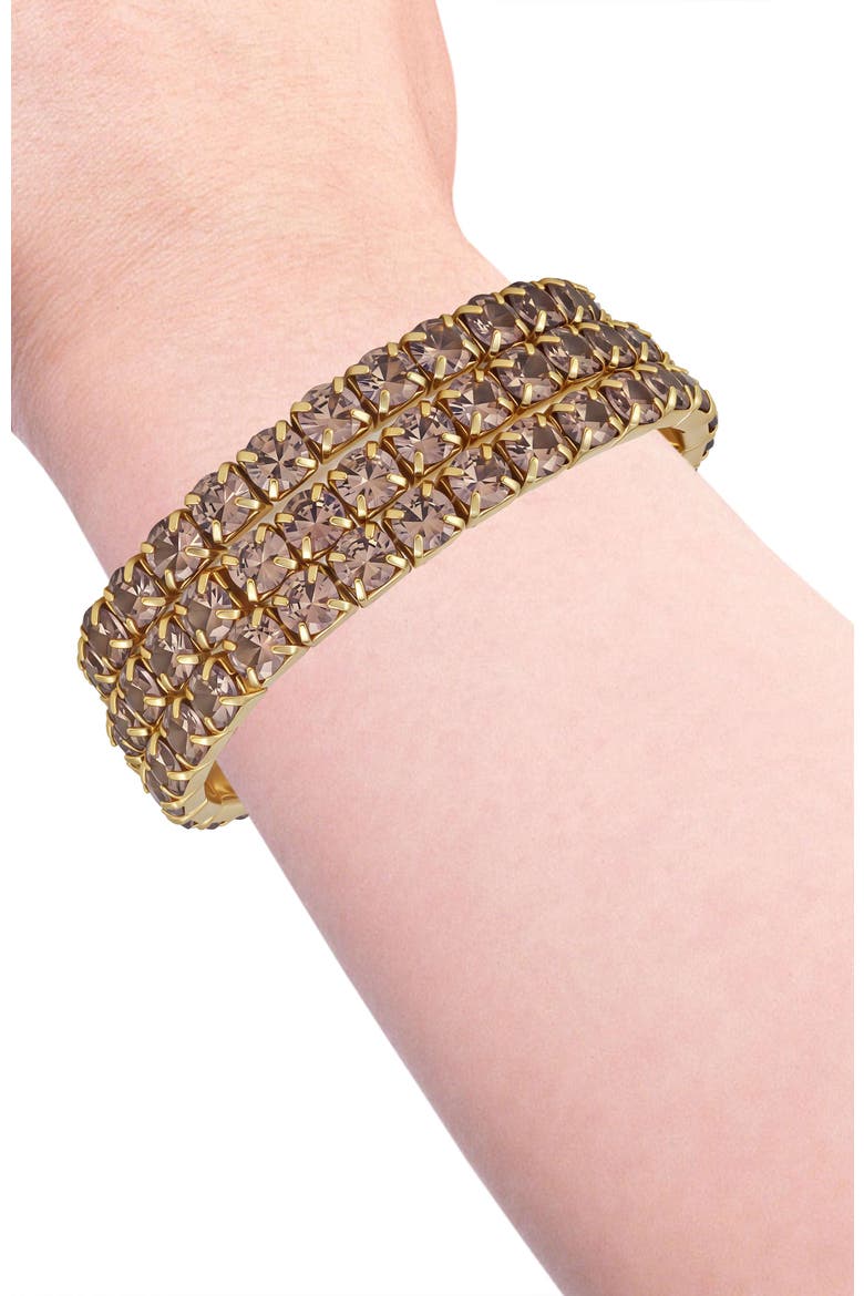 Cubic Zirconia Trio Stretch Bracelet Set, Alternate, color, 14K Gold Plated