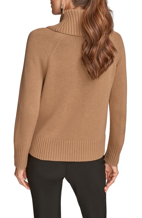 Donna Karan New York Asymmetric Zip Collar Sweater In Brown