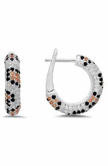 Queen Jewels Cubic Zirconia Leopard Spot Hoop Earrings