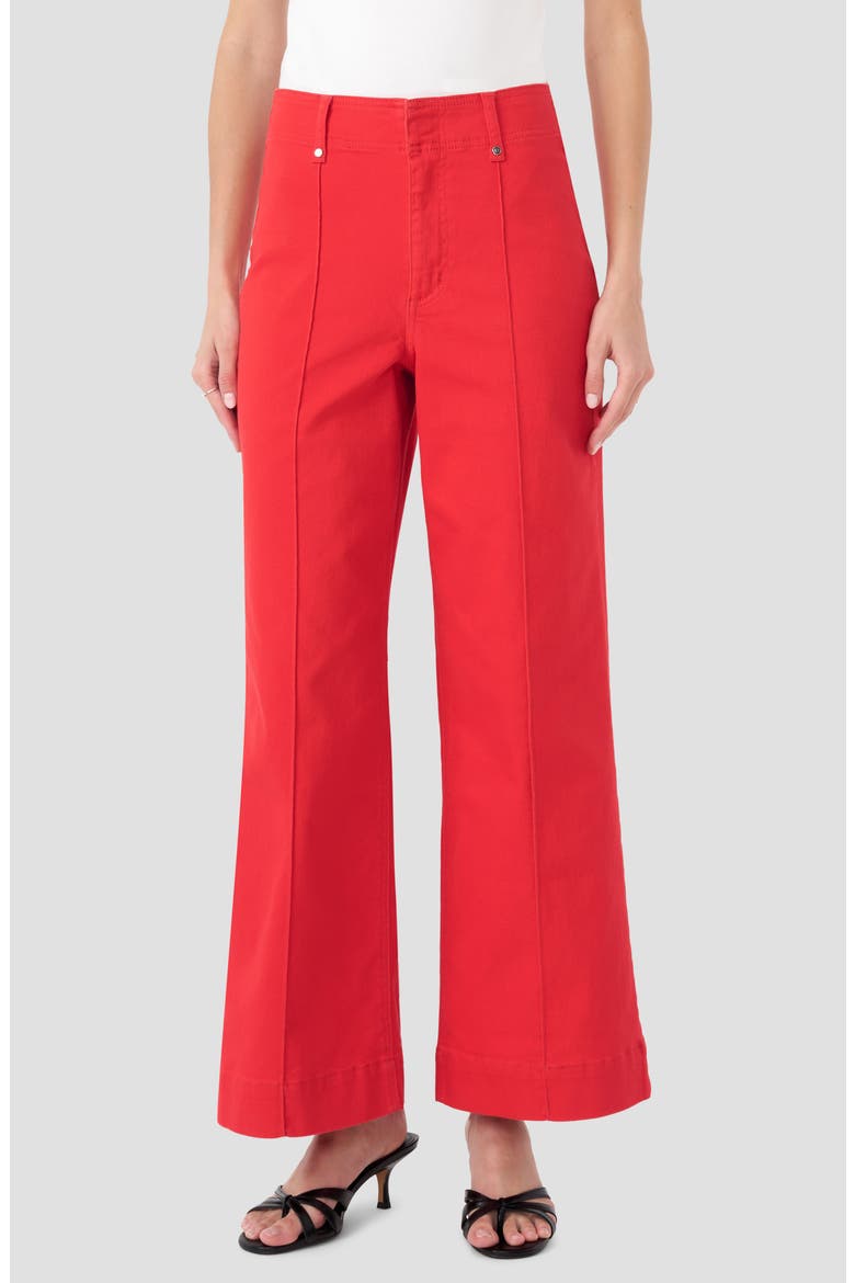 Pintuck High Waist Wide Leg Jeans, Main, color, TOMATO