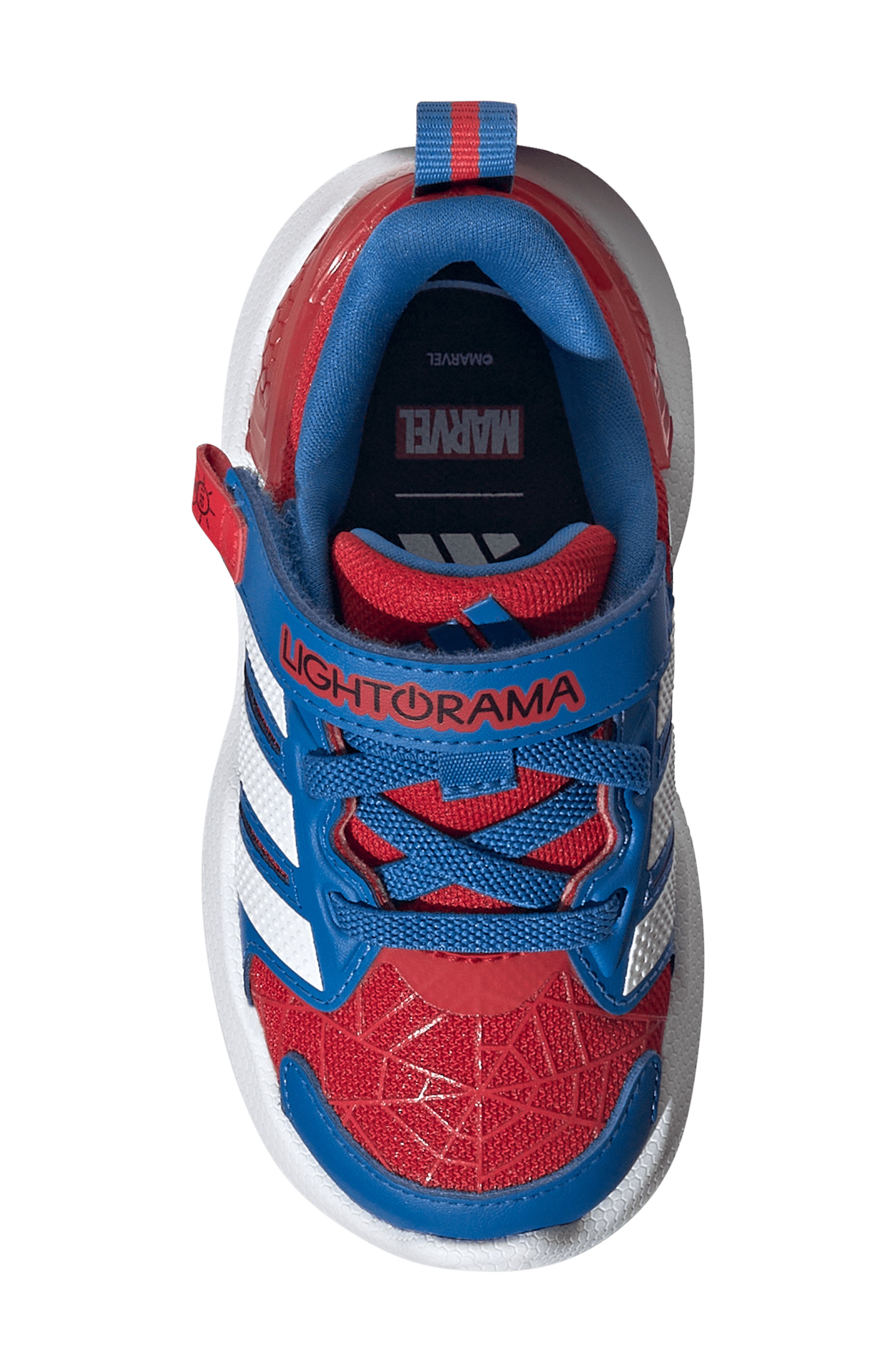 adidas x Marvel<sup>®</sup> Kids' Lightorama Spider-Man Light-Up Sneaker, Alternate, color, Scarlet/ White/ Bright Royal