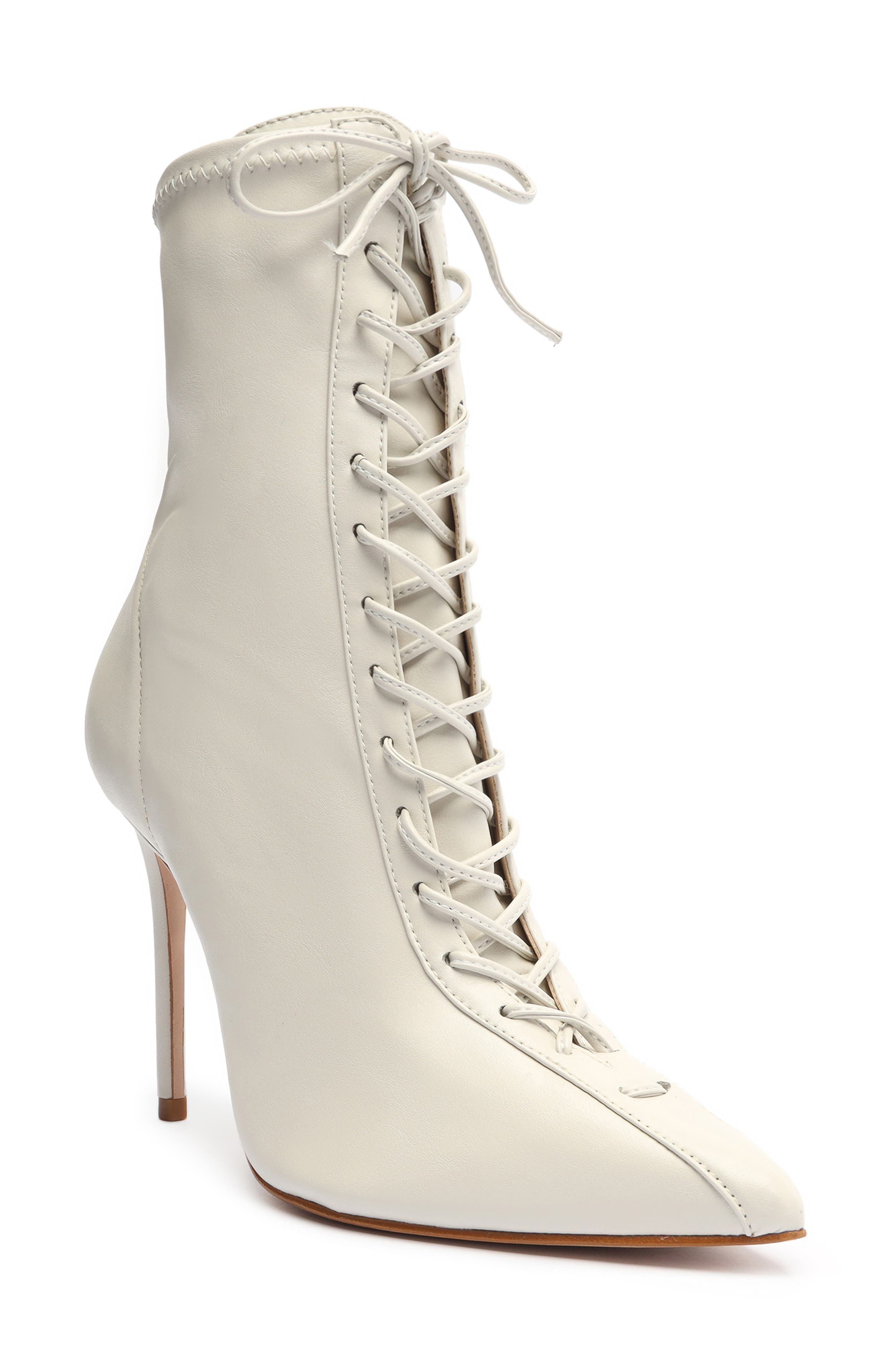 Tennie Pointed Toe Lace-Up Boot, Main, color, PEARL