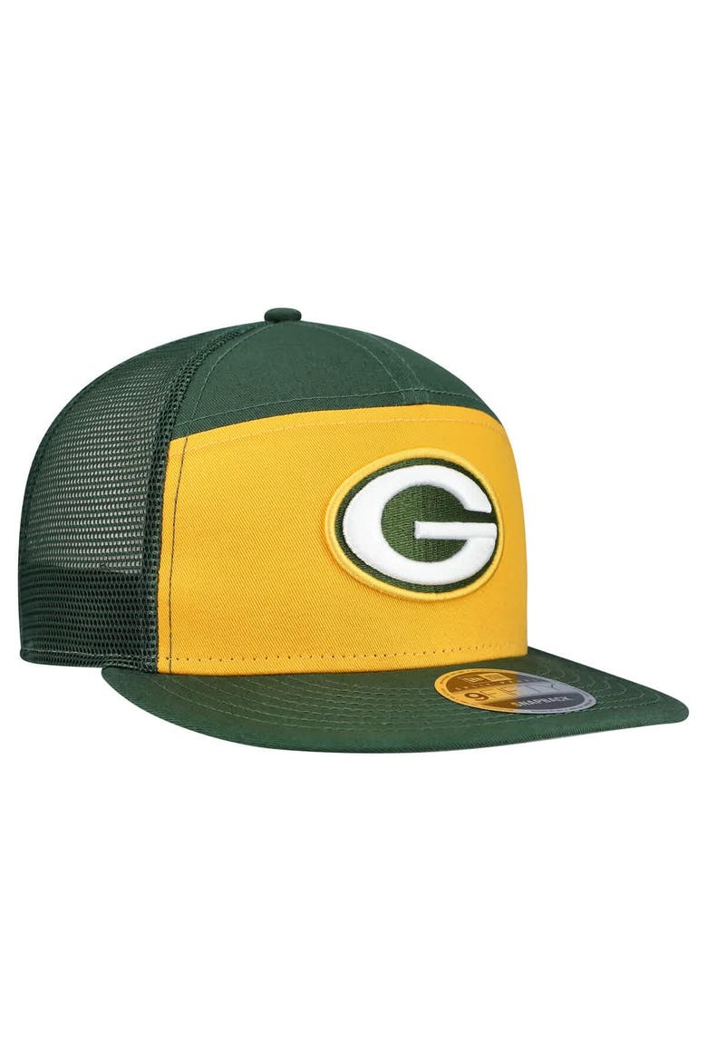 Men's New Era Gold/Green Green Bay Packers Outdoor Split Panel 9FIFTY Snapback Hat, Alternate, color, Gold