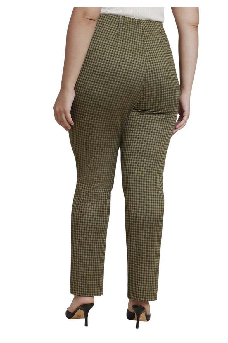 Houndstooth Fitted Slit Hem Pant (plus), Alternate, color, GREEN CHECK