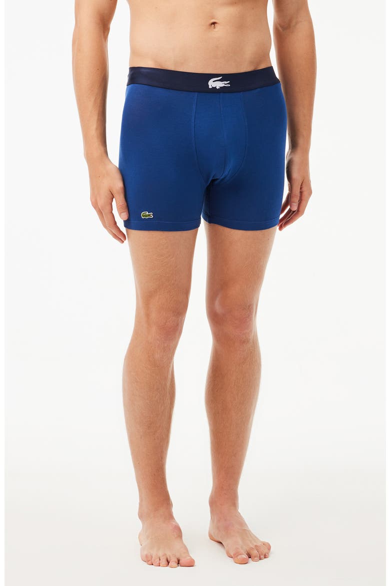 Assorted 3-Pack Stretch Cotton Boxer Briefs, Alternate, color, NAVY/ WHITE-SILVER-METHYLENE