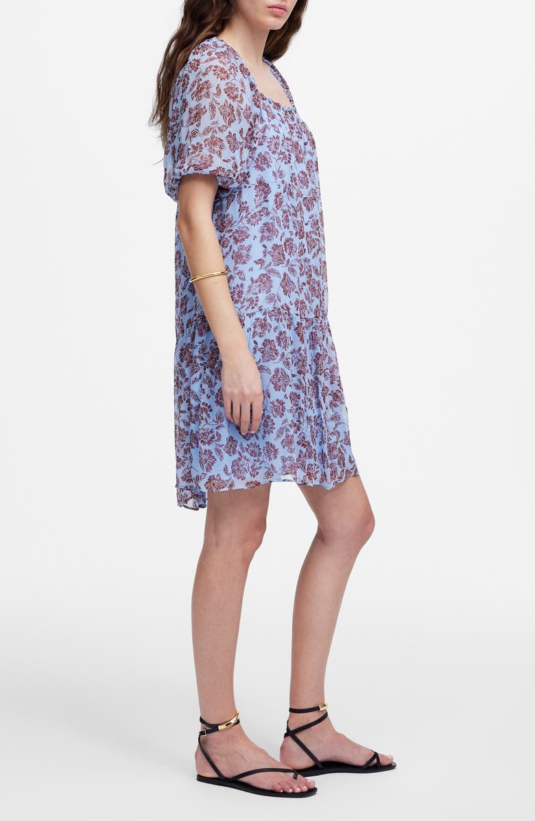 Madewell Floral Puff Sleeve Minidress, Alternate, color, Saylor Floral/ Light Blue