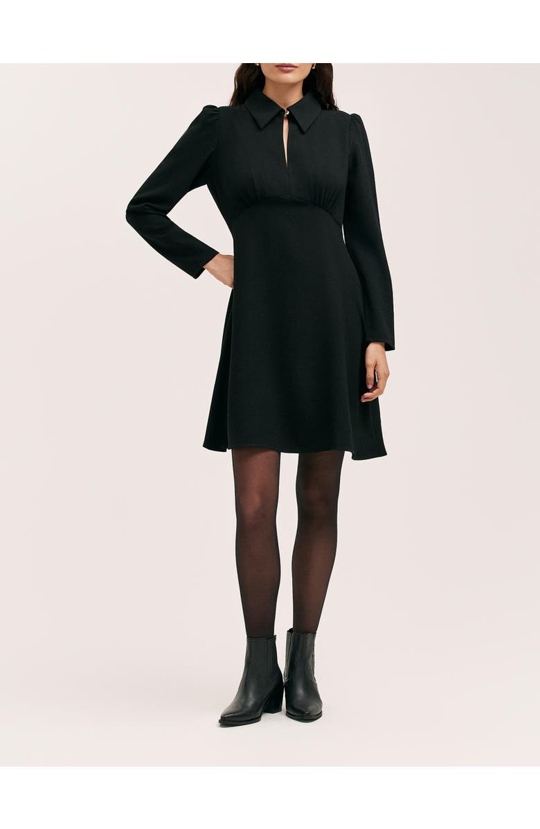Finery London Sabine Long Sleeve Collared Short Dress, Alternate, color, Black