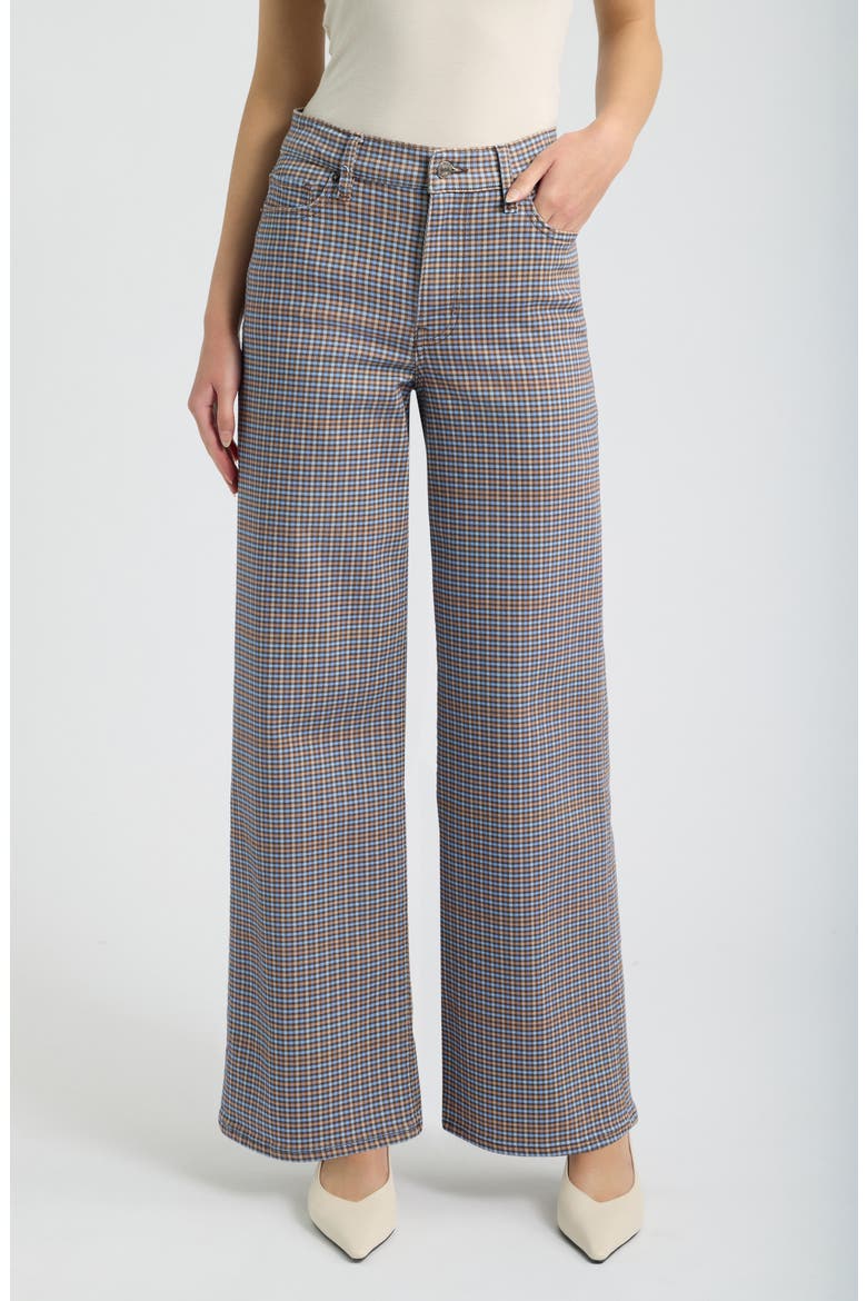 Le Slim Palazzo High Waist Wide Leg Jeans, Main, color, CHESTNUT HOUNDSTOOTH