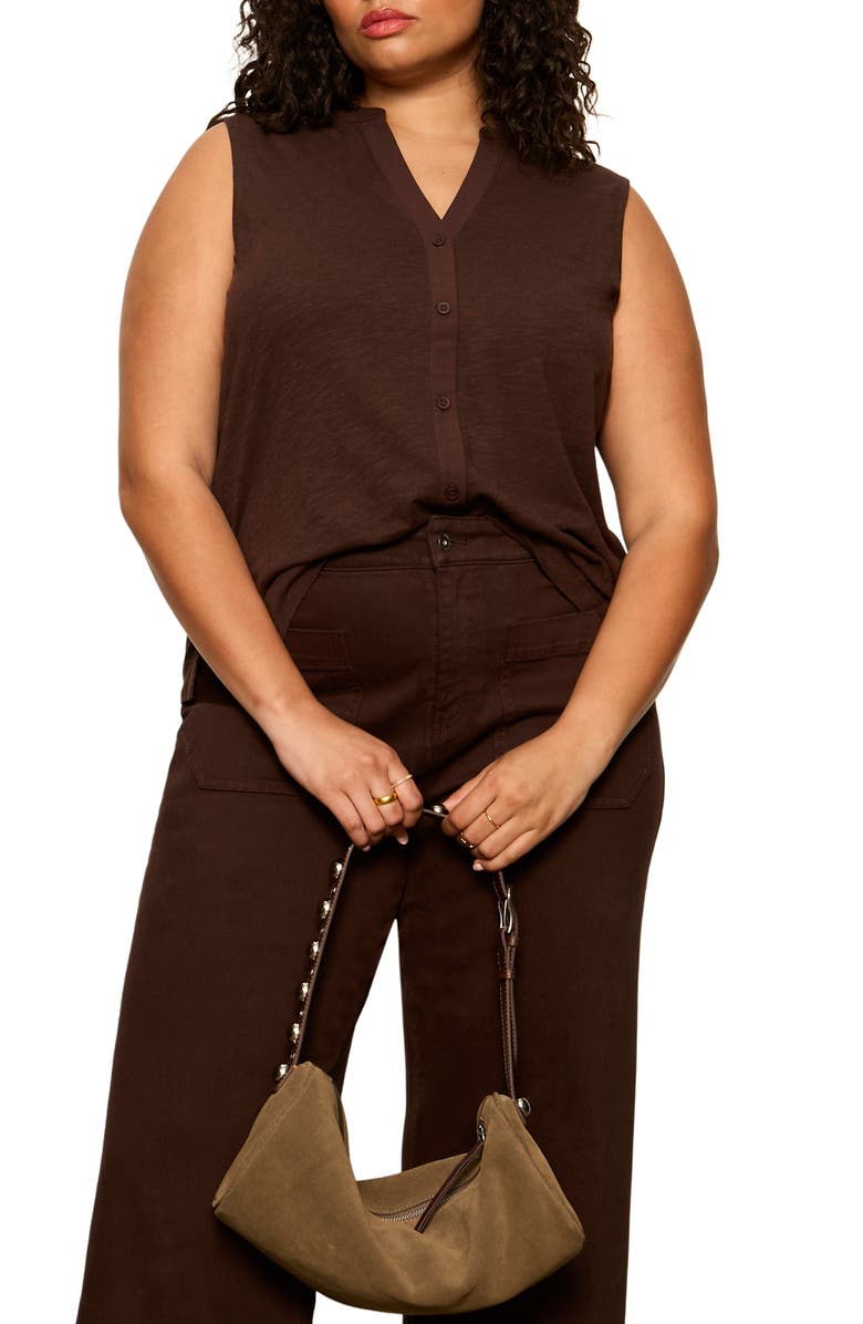 Sanctuary Front Button Sleeveless Top, Main, color,