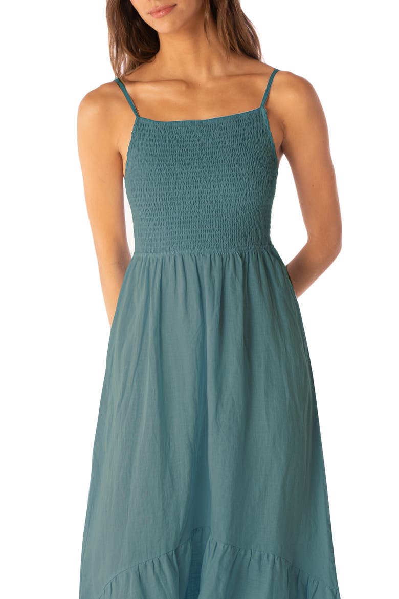 Isadora Smocked Maxi Dress, Alternate, color, TEAL GREEN