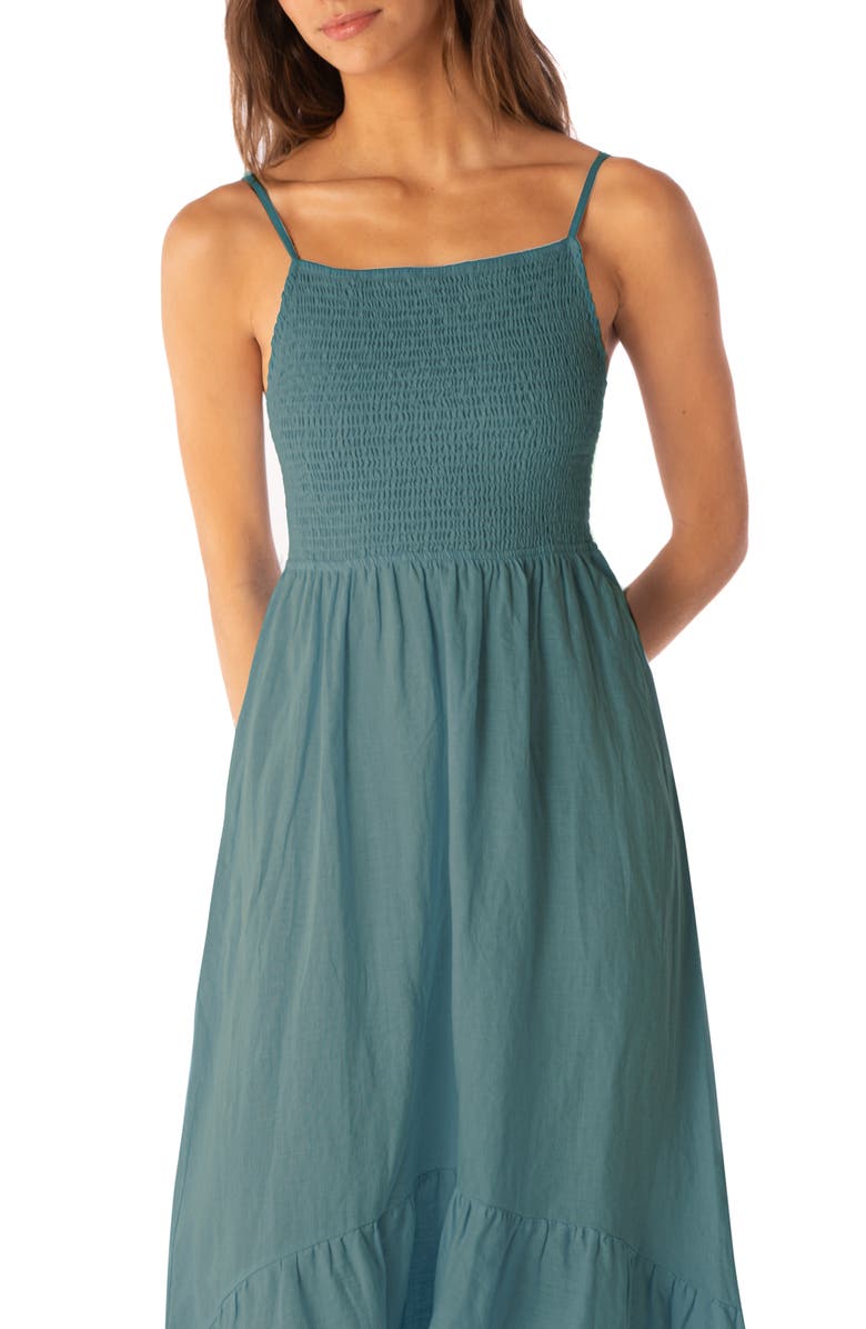 Maaji Isadora Smocked Maxi Dress, Alternate, color, Teal Green