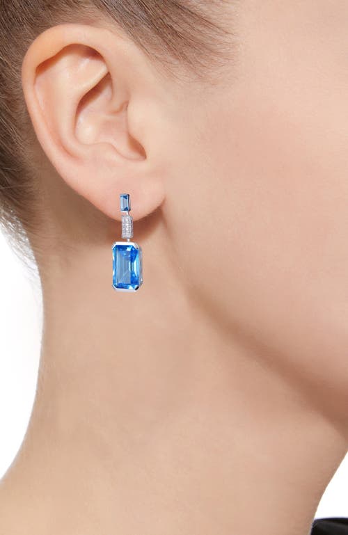 Kahn High Jewelry Swiss Blue Topaz Earrings With Diamonds In Swiss Blue