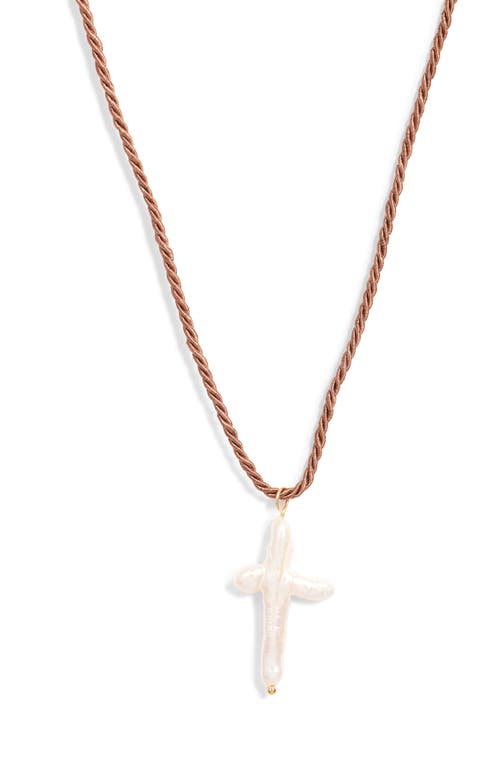 Frasier Sterling Florenzia Freshwater Pearl Cross Pendant Necklace