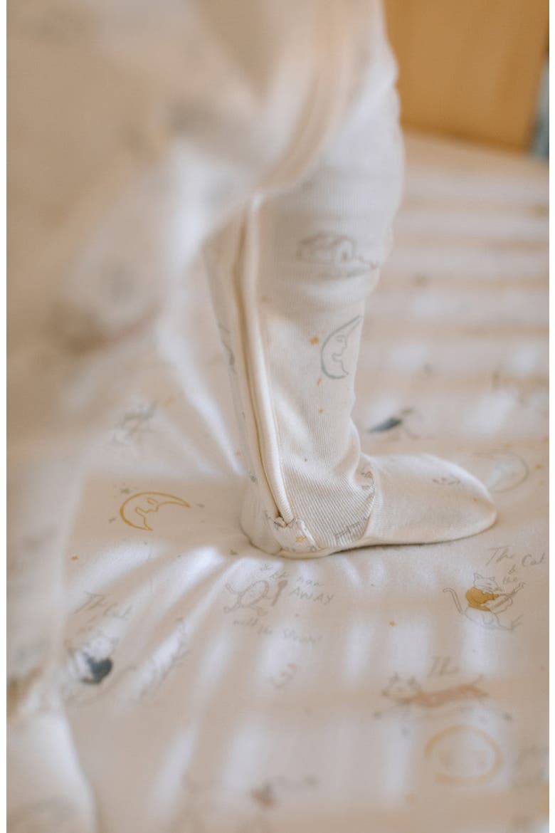 Print Rib Organic Cotton Footie, Alternate, color, OVER THE MOON