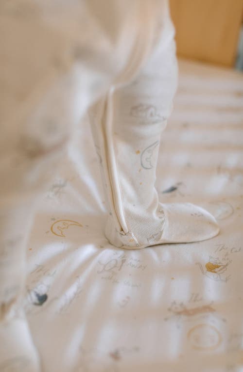 Pehr Print Rib Organic Cotton Footie In White