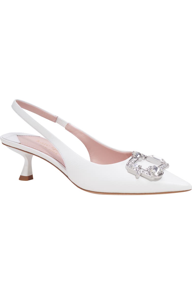 Kate Spade New York renata pointed toe kitten heel slingback pump, Main, color, True White