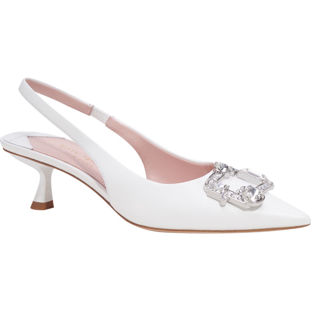 Kate Spade New York Renata Pointed Toe Kitten Heel Slingback Pump In White