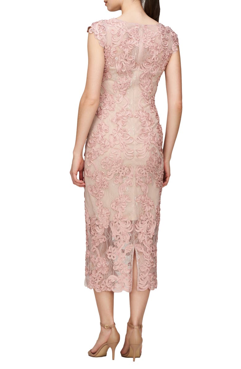 JS Collections Elexis Soutache Midi Dress, Alternate, color, Sand/ Blush