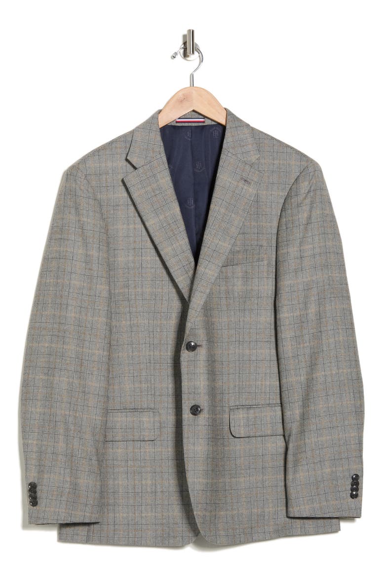 Plaid Wool Blazer, Alternate, color, GREY/ CAMEL PLAID