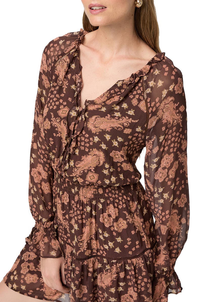 PAIGE Alison Long Sleeve Silk Dress, Alternate, color, Tamarind Multi