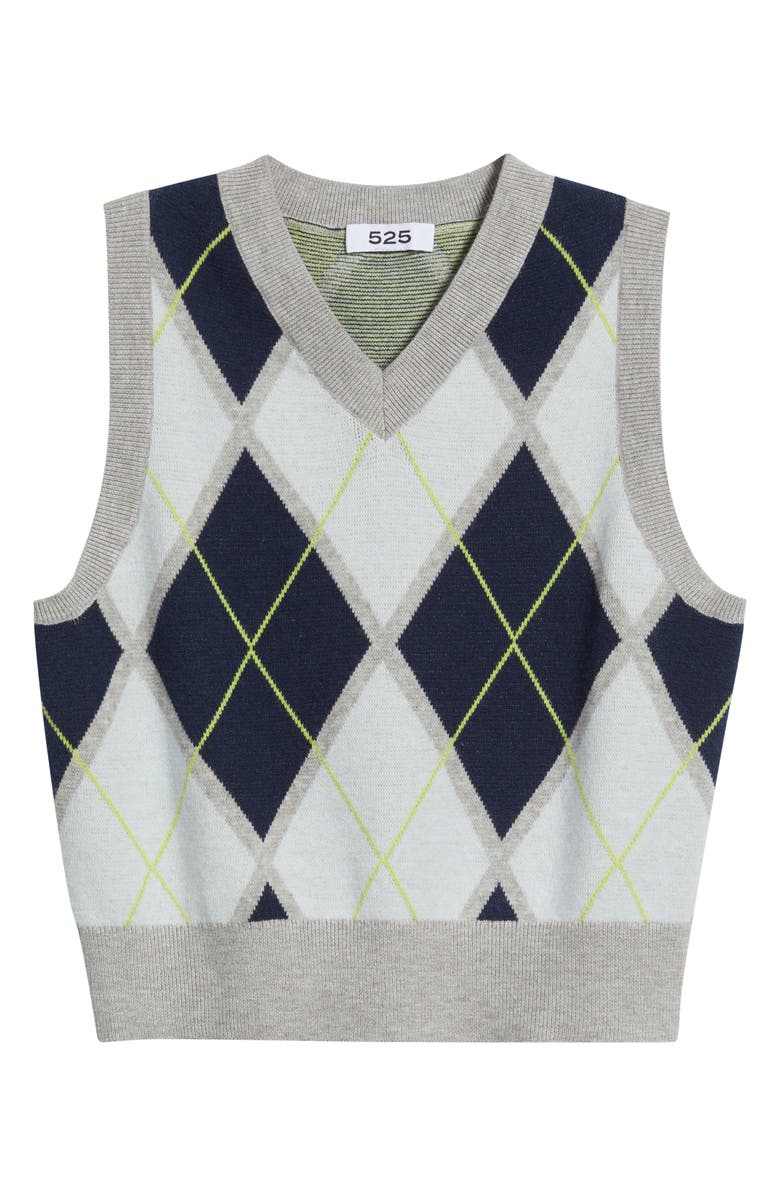 525 america Estelle Argyle Crop Sweater Vest, Alternate, color, Grey Mist Heather Multi