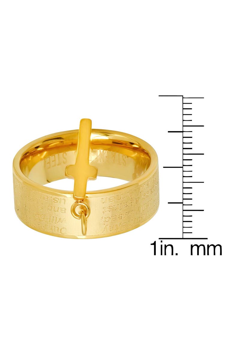 Stainless Steel Lord's Prayer Cross Band Ring, Alternate, color, GOLD