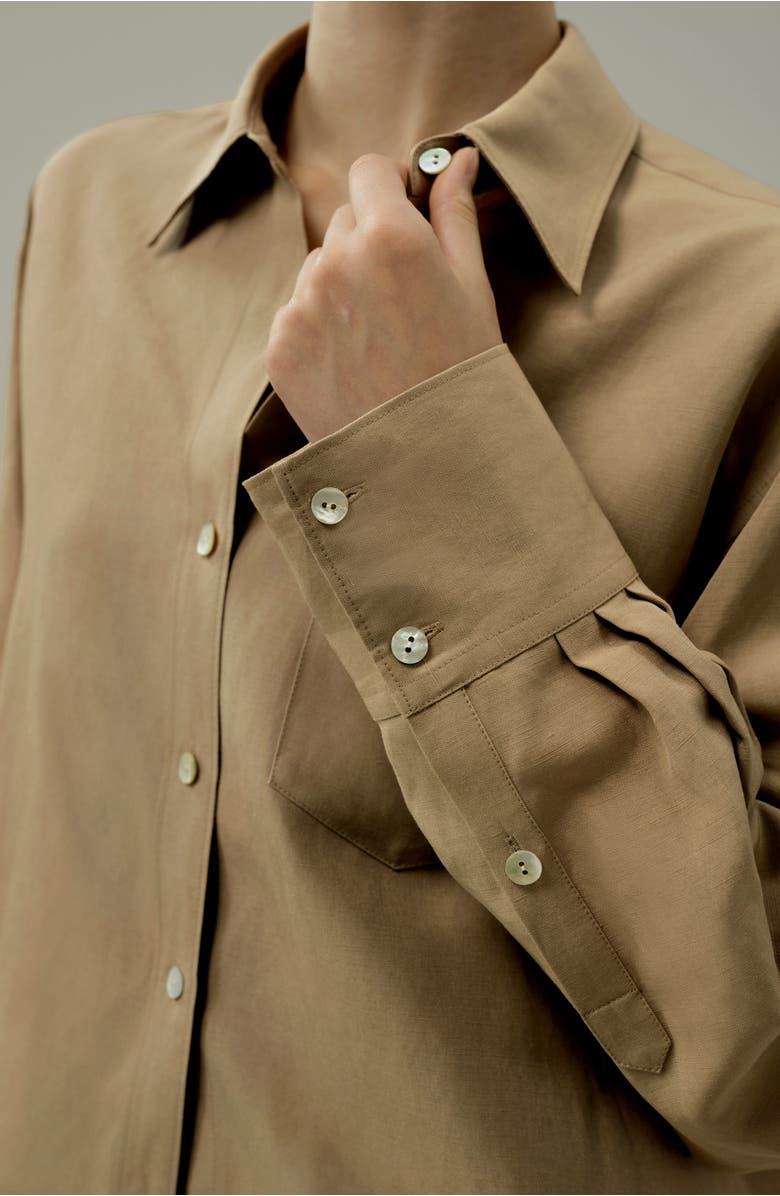 Lilysilk Oversized Silk-Linen Blend Shirt, Alternate, color, Oak