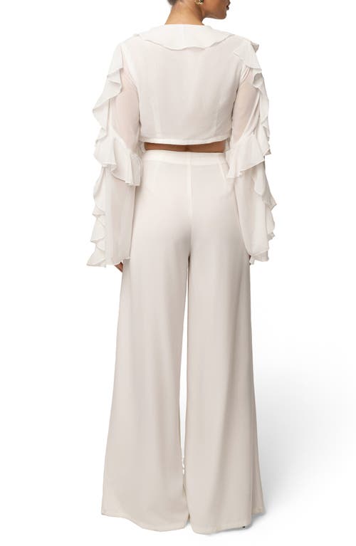 Jluxlabel Juliet Ruffle Crop Top In Neutral