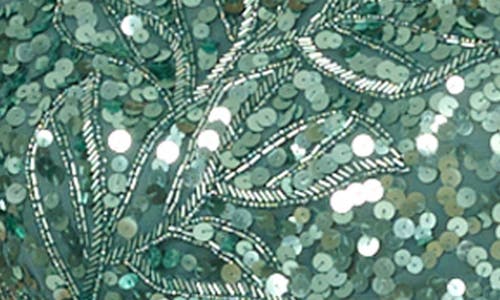 Adrianna Papell Sequin Mesh Column Gown In Green Slate