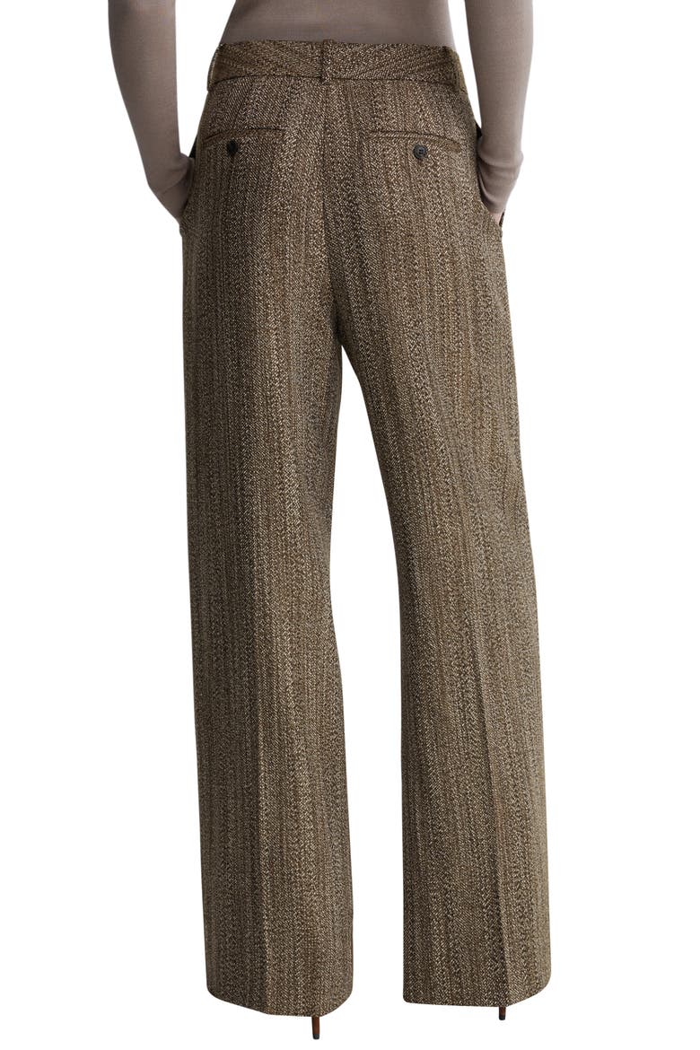 Inessa Herringbone Wide Leg Wool Blend Trousers, Alternate, color, BROWN