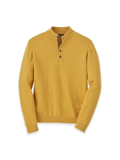 Supima Cotton Four Button Mock Neck Sweater