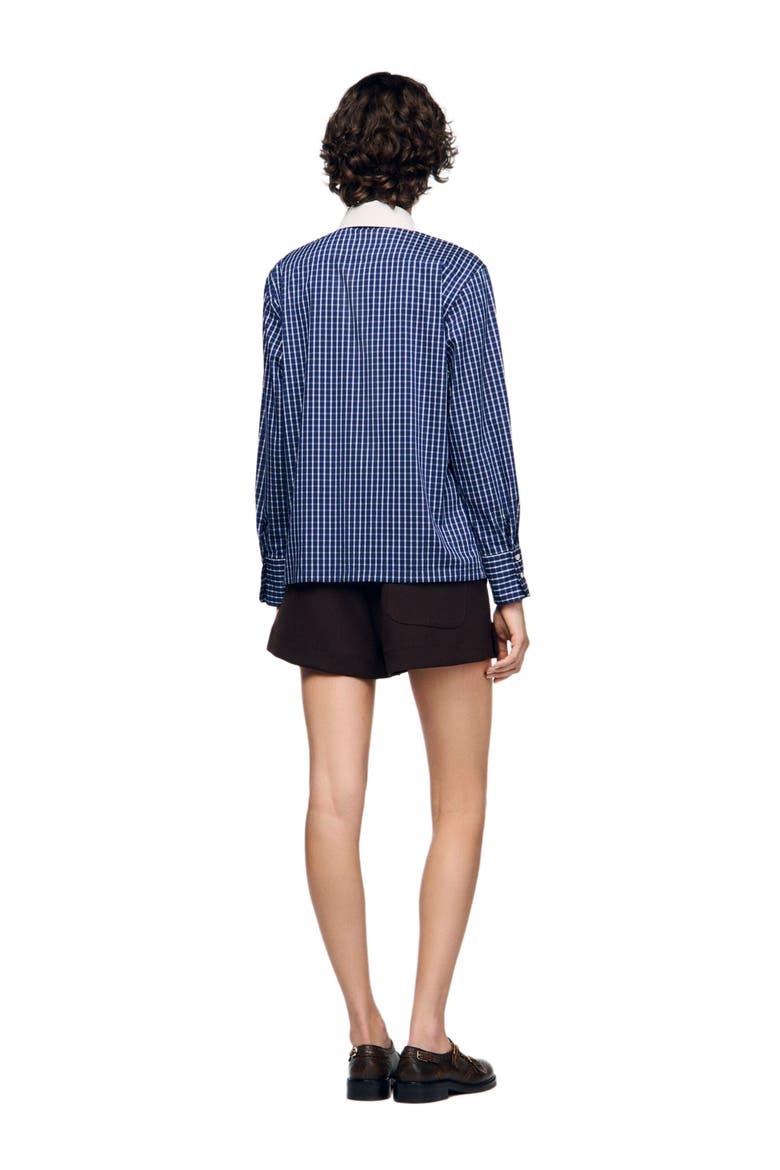Checkered shirt with removable tie, Alternate, color, Blue / black