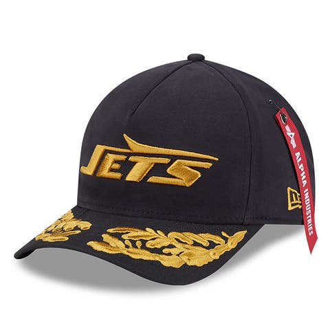 Men's New Era x Alpha Industries  Black New York Jets A-Frame 9FORTY Adjustable Hat