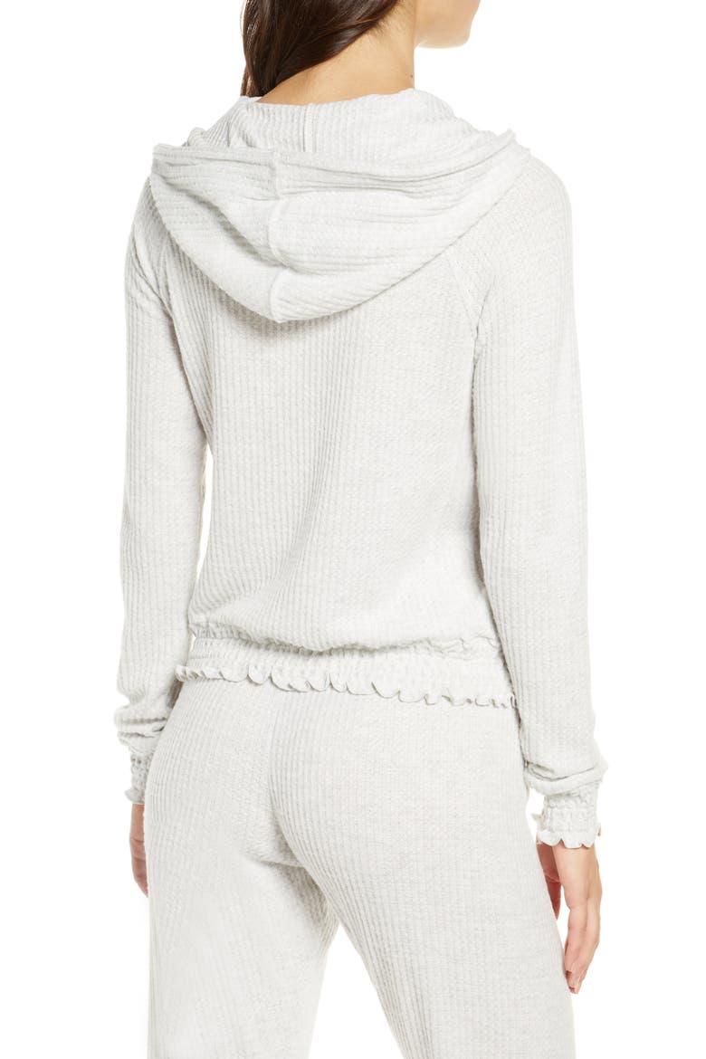 Thermal Smocked Hoodie, Alternate, color, GREY LIGHT HEATHER