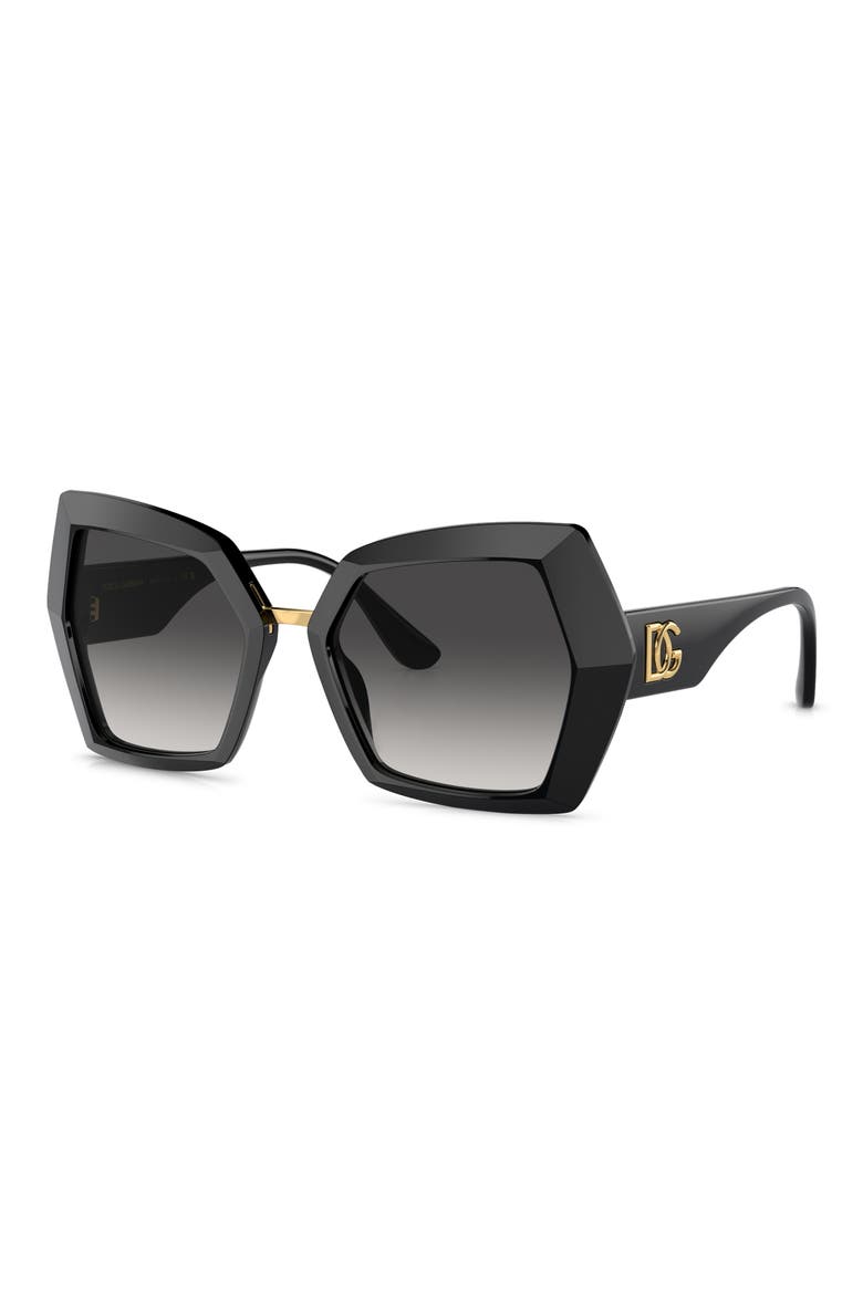 54mm Gradient Butterfly Sunglasses, Alternate, color, BLACK