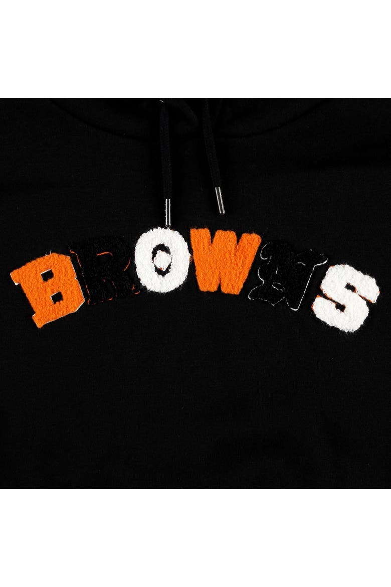 Women's The Wild Collective Black Cleveland Browns Cropped Pullover Hoodie, Alternate, color, Black