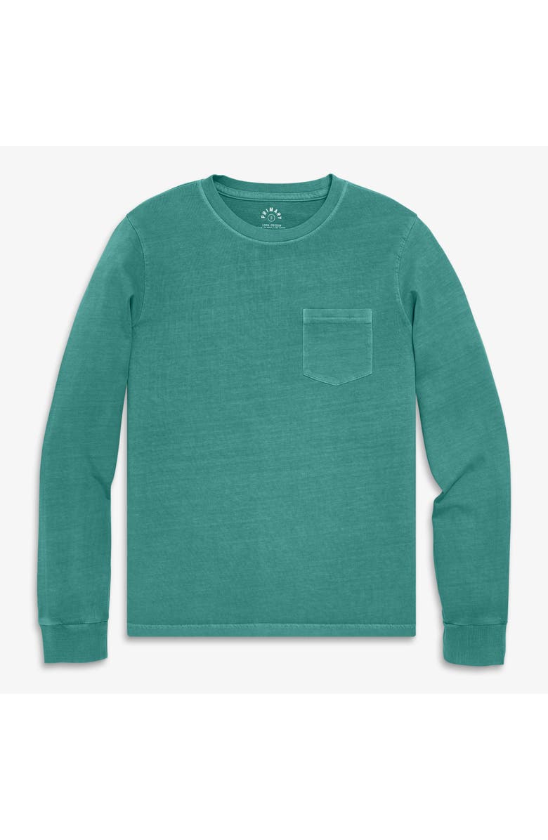 Primary Adult Long Sleeve Garment Dyed Pocket Tee, Main, color, Sunwashed Teal
