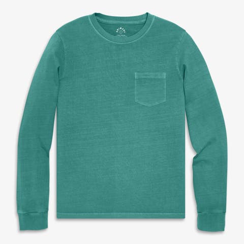Adult Long Sleeve Garment Dyed Pocket Tee (Unisex Fit)