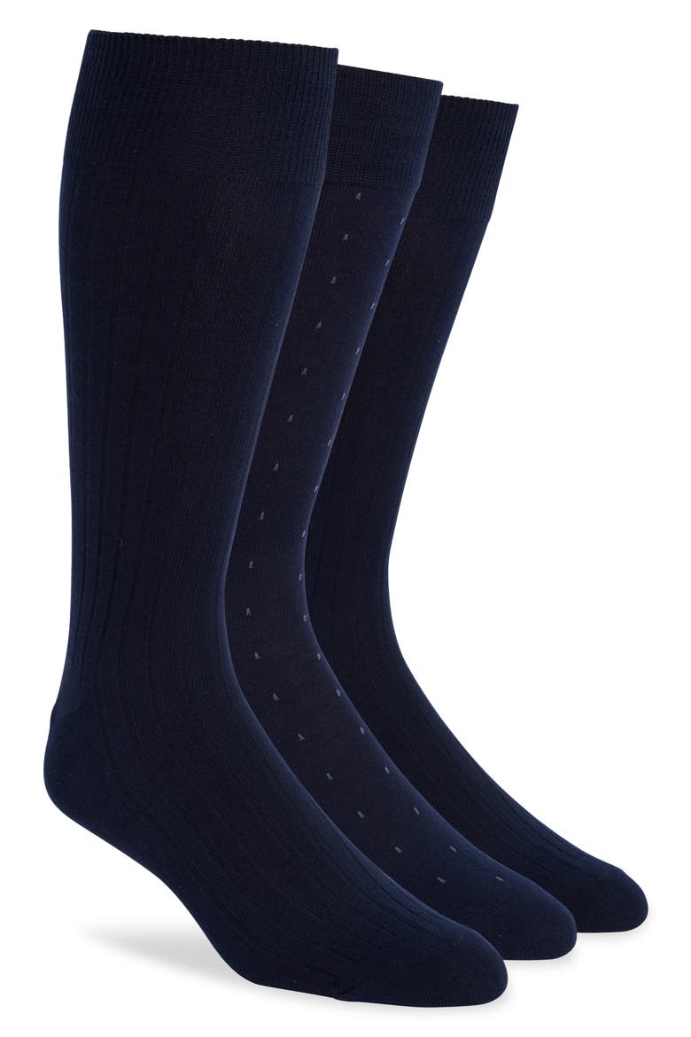 3-Pack Dress Socks, Main, color, NAVY