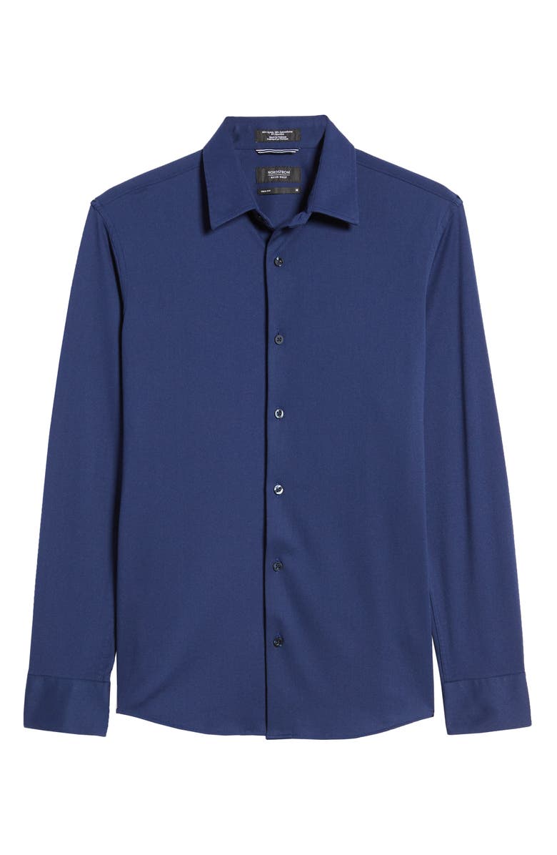 NORDSTROM MEN'S SHOP Trim Fit Button-Up Knit Shirt, Alternate, color,