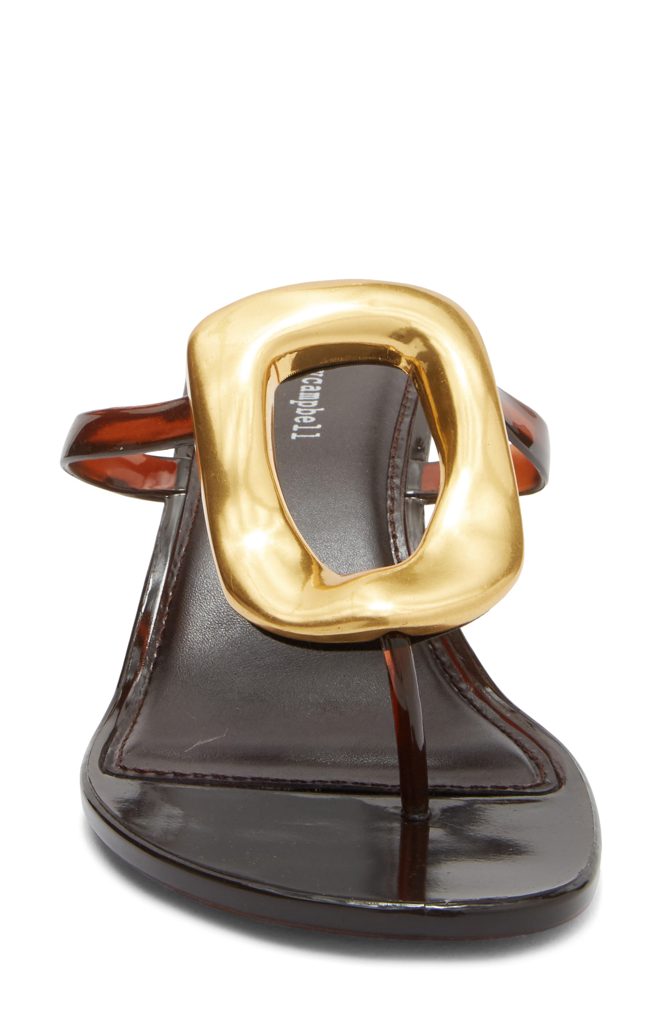 Jeffrey Campbell Linq Up Slide Sandal, Alternate, color, Brown Shiny Gold