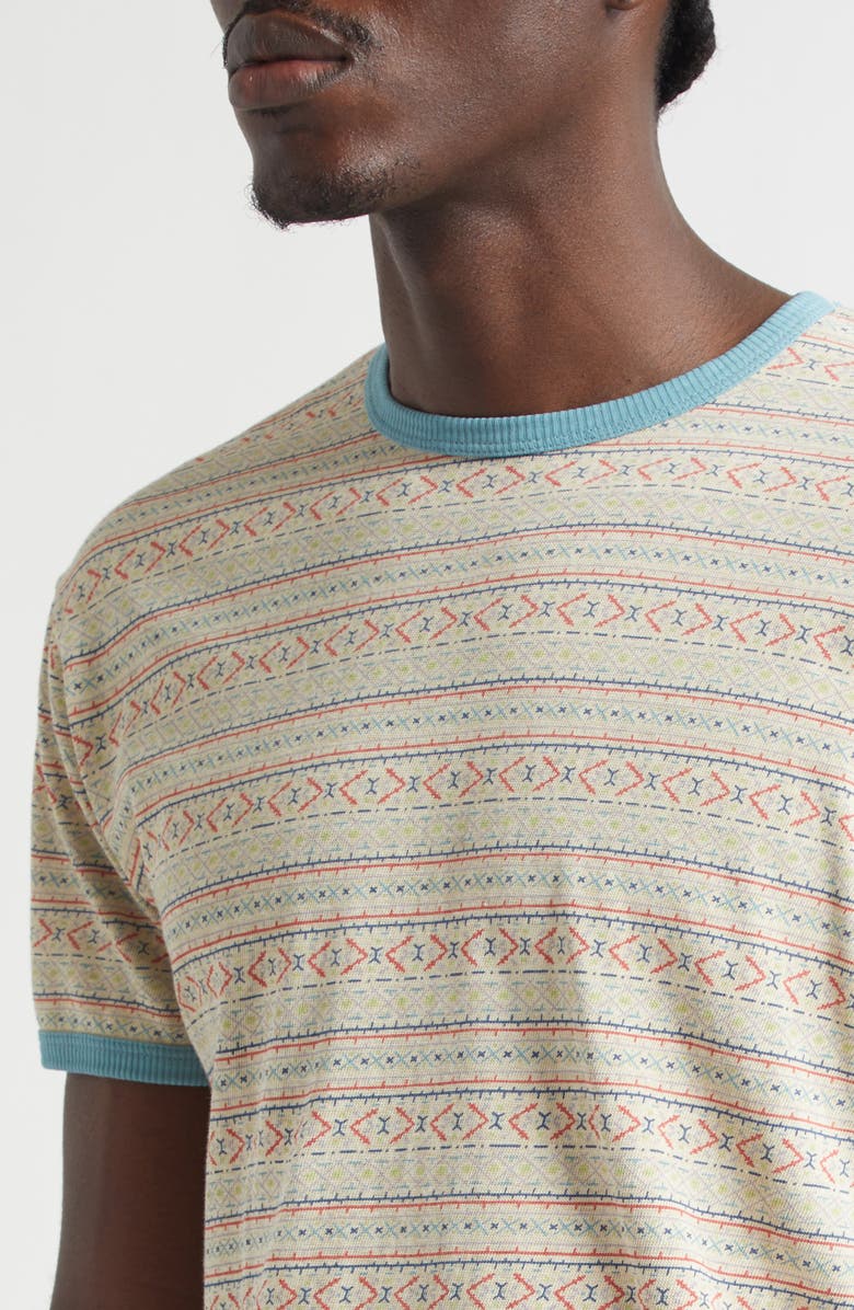 Double RL Southwestern Print Ringer T-Shirt, Alternate, color, Cream/ Multi